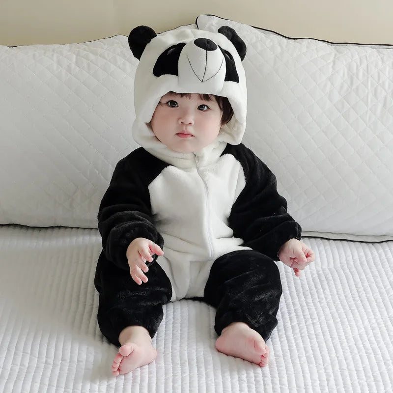 Newborn Baby Clothes Spring and Autumn Jumpsuit Flannel Warm Cute Super Cute Going Out Clothes Children's Home Clothes