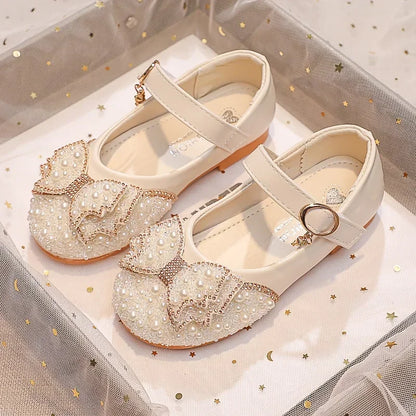 Children Princess Shoes Glitter Party Wedding Shoes for Girls Fashion Rhinestone Toddlers Ballet Flats Causal Kids Leather Shoes