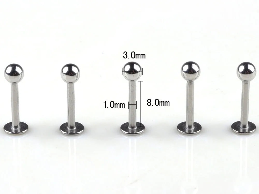 5Pcs/lot Tragus Helix Bar Black 3mm Ball Stainless Steel Labret Lip Bar Rings Stud Cartilage Ear Piercing Body Jewelry  пирсинг