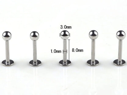 5Pcs/lot Tragus Helix Bar Black 3mm Ball Stainless Steel Labret Lip Bar Rings Stud Cartilage Ear Piercing Body Jewelry  пирсинг