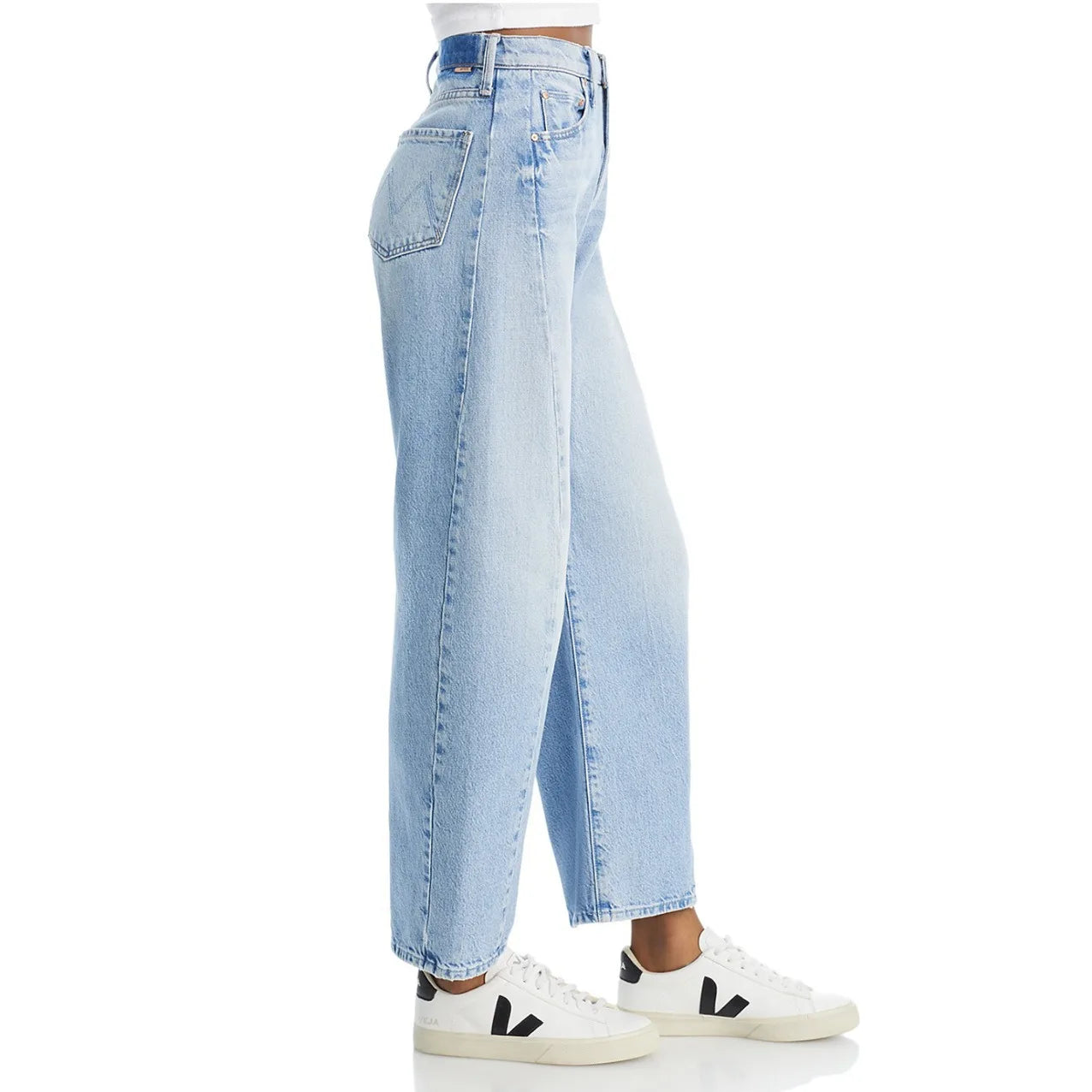 2024SS New American Light Blue High Waist Wide Leg Denim Pants for Women