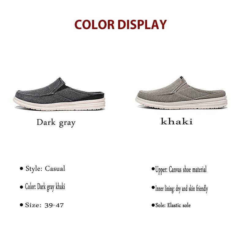 2024 Summer Men's Half Slippers Fashion Men's Flat Bottom Casual Shoes Soft Sole Cloth Shoes Support Shoes Men's Sports Shoes