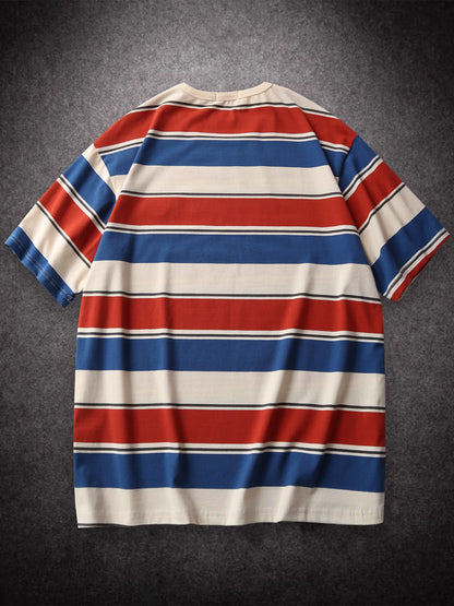 Main Striped Couples T-shirts For Men And Women In The Summer Of 2022 New Loose Contrast Color Short Sleeve Best Seller