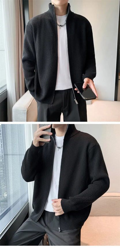 Autumn Turn Down Neck Cardigan Sweater Men Women Streetwear Loose Style Korean Knitwear Jacket Fashion Brand Mens Cardigan Z17