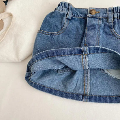 Girls Clothing Denim Short Skirt Summer Korean Baby Girl Half Skirt Children Half Body Wrap Buttocks Versatile Skirt