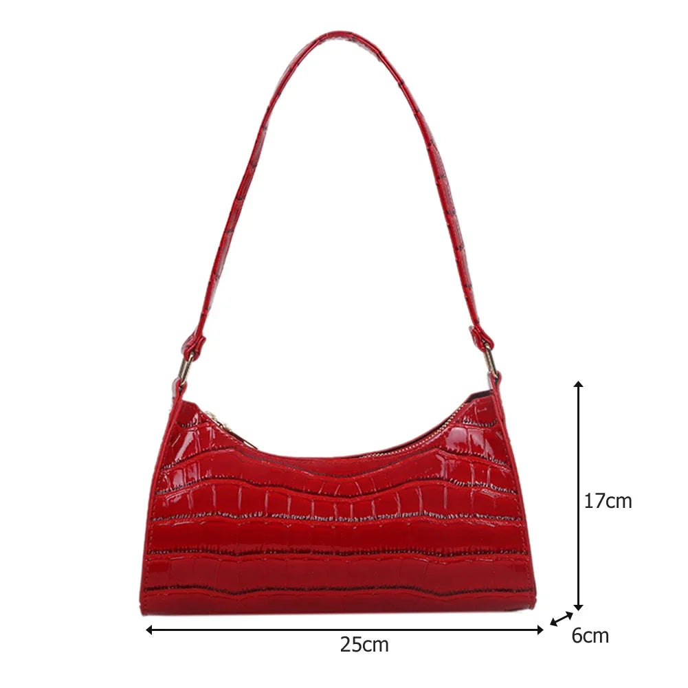 Crocodile Pattern PU Leather Shoulder Bag Female Fashion Underarm Bag Retro Casual Armpit Bag Women Tote Small Clutch Handbags