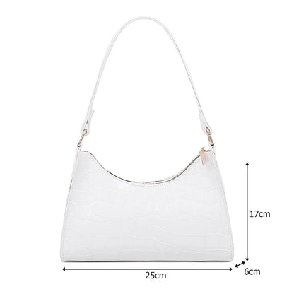 Crocodile Pattern PU Leather Shoulder Bag Female Fashion Underarm Bag Retro Casual Armpit Bag Women Tote Small Clutch Handbags