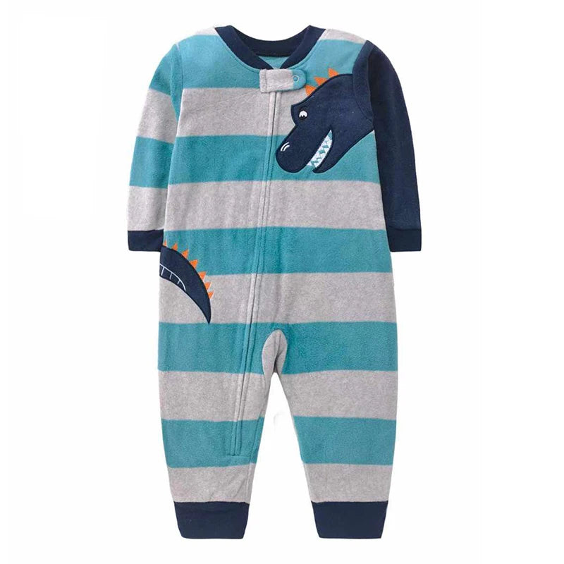 Baby Clothes Spring Autumn Warm Rompers Infant Boy Girl Indoor Pajamas Zipper Fleece Babe Animal Jumpsuit Clothing 9 -24 Months