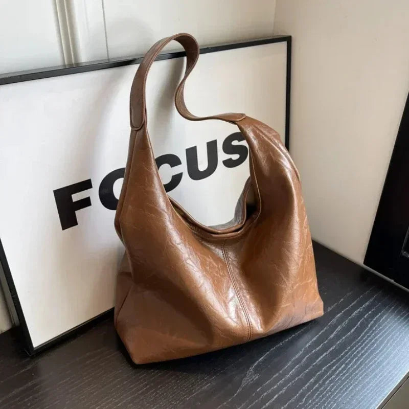 Soft PU Leather Shoulder Bag for Women Wedding Totes All-match Commuter Underarm Bag Bolso Mujer Fashion Large Capacity Handbag