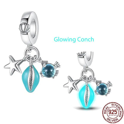 New in S925 Sterling Silver Ocean Collection Charm Will Shine Beads Fit Pand Bracelet DIY Pendant Woman Jewelry 2023 Hot Sale