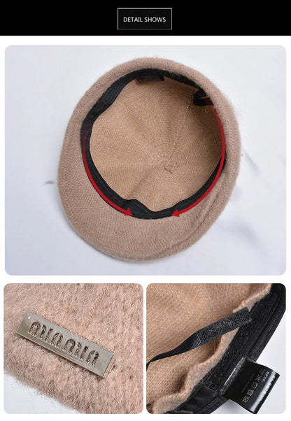 Women Spring Autumn British Style Beret Lady Vintage Flat Cap Winter Keep Warm Knitted Hat All-match Peaked Cap Wholesale New in