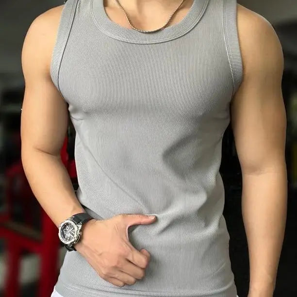 New Men's Casual Tank Top Summer Fitness Training Elastic Base Layer 2024 Sleeveless Sports Vest bodybuilding gym t shirt men