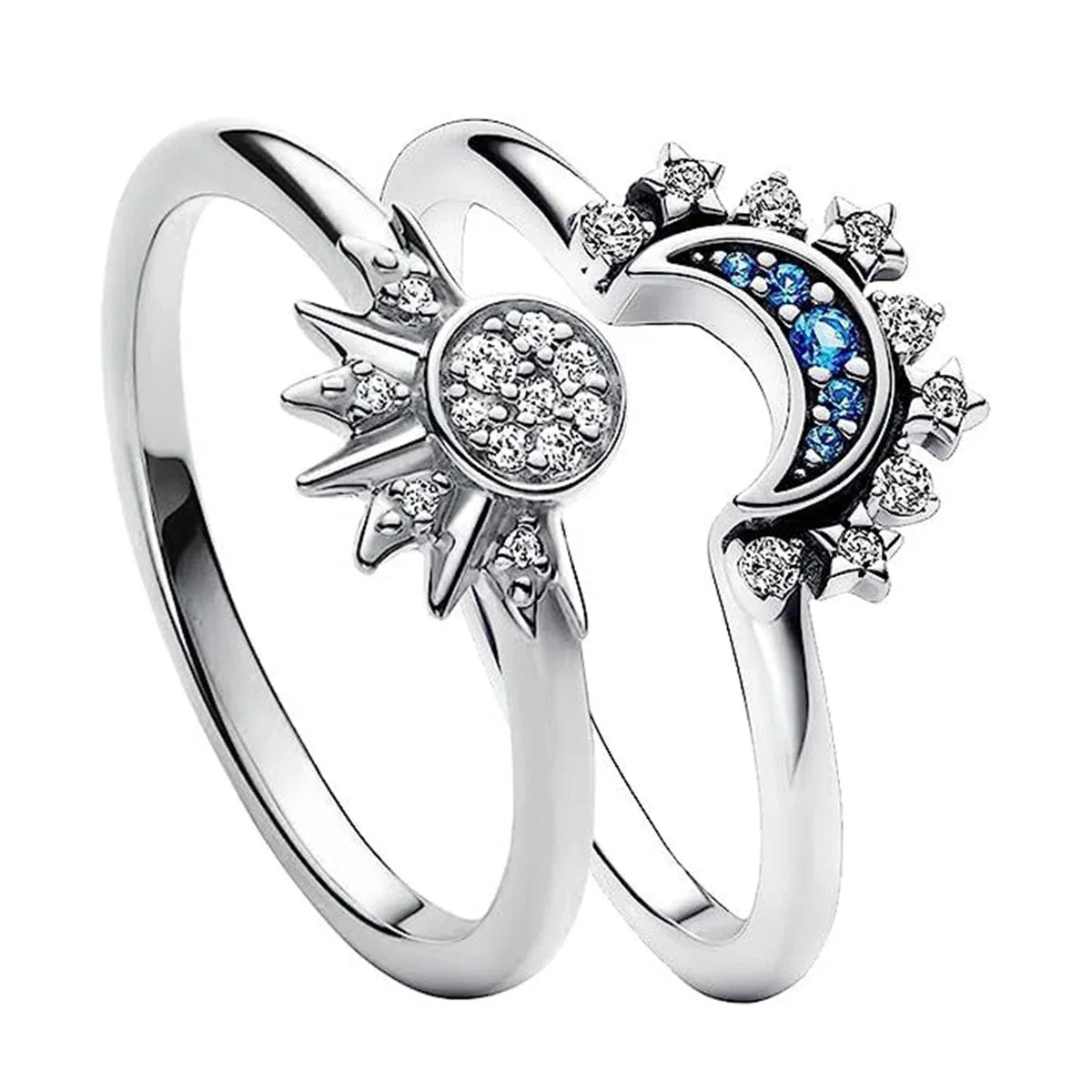 Summer Women Fashion Sun Moon Star Ring Elegant Temperament Sparkling Finger Ring Party Jewelry Accessories Couple's Ring Gifts