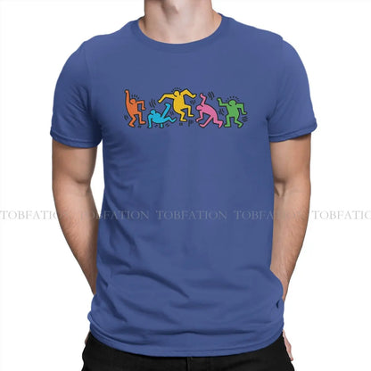 Haring Geometric Graffiti Dance Together Tshirt Homme Men's Tees Blusas Cotton T Shirt For Men