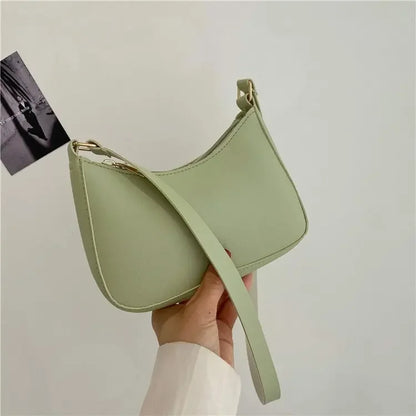 Womens Simple Fashion Handbags Retro Solid Color PU Leather Shoulder Underarm Bag Casual Hobos Handbags Trend Crossbody Bags