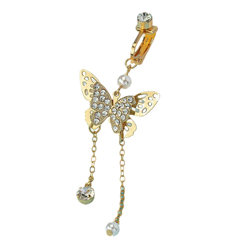 Clip On Belly Button Ring Butterfly Shape Fake Belly Piercing Clip On Umbilical Navel Body Jewelry Trendy Fashion Style