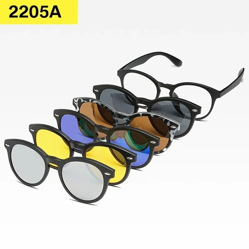 6 In 1 Custom Men Women Polarized Optical Magnetic Sunglasses Clip Magnet Clip on Sunglasses Polaroid Clip on Sun Glasses Frame