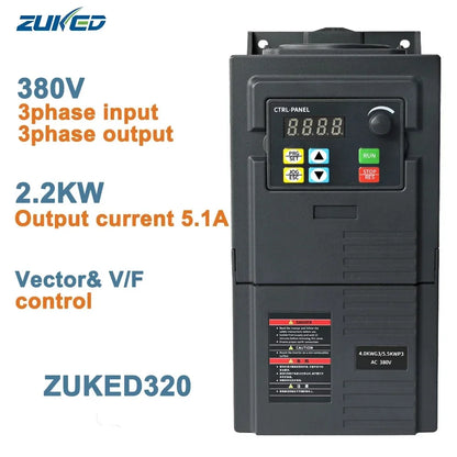 ZUKED VFD 0.75/1.5/2.2KW 3/4KW 5.5KW 7.5kw  1Ph 3Ph 220V 380V Output Frequency Converter Variable Frequency Drive