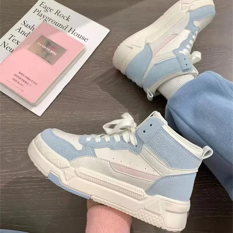 Blue Platform Sneakers Women's Sports Shoes Vintage Casual Vulcanize Kawaii Lolita Harajuku School Boot Female Flats New Trend