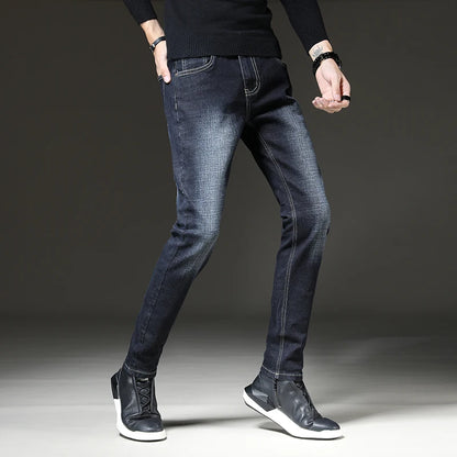 2024 Men's straight leg jeans loose casual pants Korean version trend slim fit versatile pants Men's trendy brand black blue