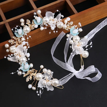 Children's Day Pearl Hairband Girl Performance Sweet Accessories Korean Version Super Immortal New Ribbon Flower Gift