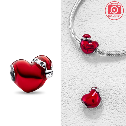 925 Sterling Silver Bell Ring Christmas Tree Red Heart Elk Charm Fit DIY Bracelet Necklaces Jewelry