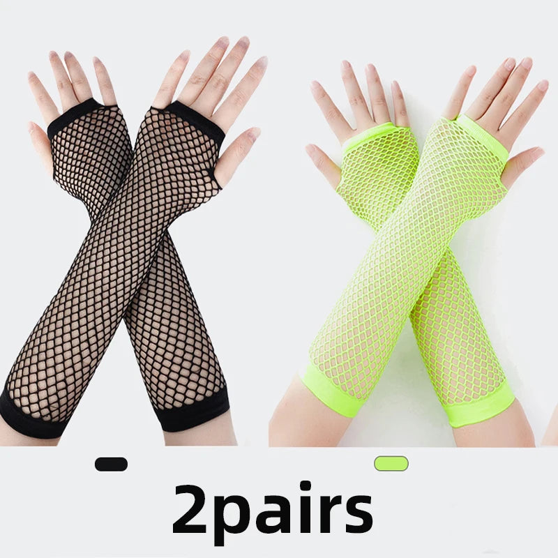 New Fashion Neon Fishnet Fingerless Long Gloves Leg Arm Cuff Party Wear Fancy Dress for Womens Sexy Beautiful Arm Warmer