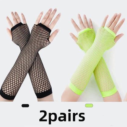 New Fashion Neon Fishnet Fingerless Long Gloves Leg Arm Cuff Party Wear Fancy Dress for Womens Sexy Beautiful Arm Warmer