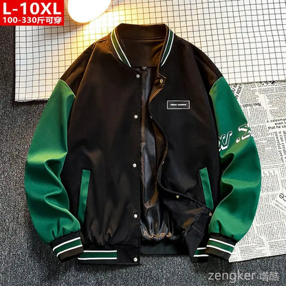 Spring  autumn trend handsome colorful baseball collar jacket plus size loose casual  160kg 10xl Youth student jacket 9XL