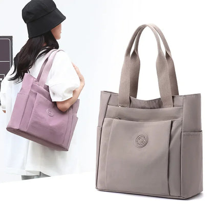 Casual women's bag, fashionable and casual ,2024 new item, large capacity solid nylon cloth single shoulder hand-held mother bag