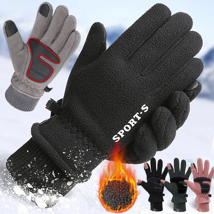 Winter Thickened Fleece Gloves Finger Flap Clickable Screen Glove Men Women Outdoors Skiing Cycling Motorcycle Sports Mittens