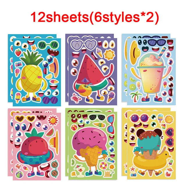 Make A Cupcake Sticker Sheets for Kids Sweet Create Your Own Cupcake DIY Puzzle Stickers Children Birthday Gifts Party Decals M