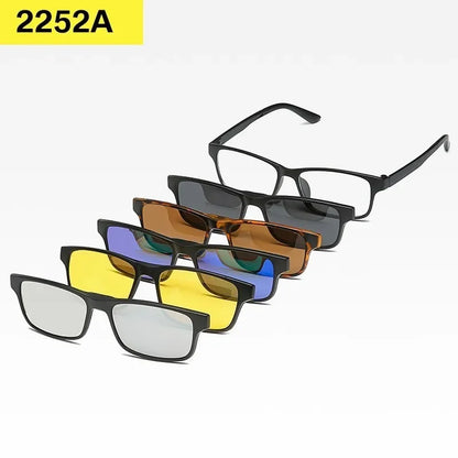 6 In 1 Custom Men Women Polarized Optical Magnetic Sunglasses Clip Magnet Clip on Sunglasses Polaroid Clip on Sun Glasses Frame