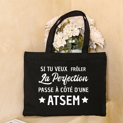 Merci Atsem Printed Women Shoulder Bag Canvas Shopping Bags Female Handbags Reusable Tote Graduation Thanks Gifts for Teacher