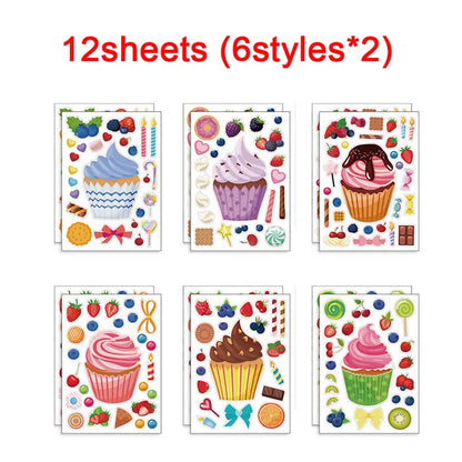 Make A Cupcake Sticker Sheets for Kids Sweet Create Your Own Cupcake DIY Puzzle Stickers Children Birthday Gifts Party Decals M