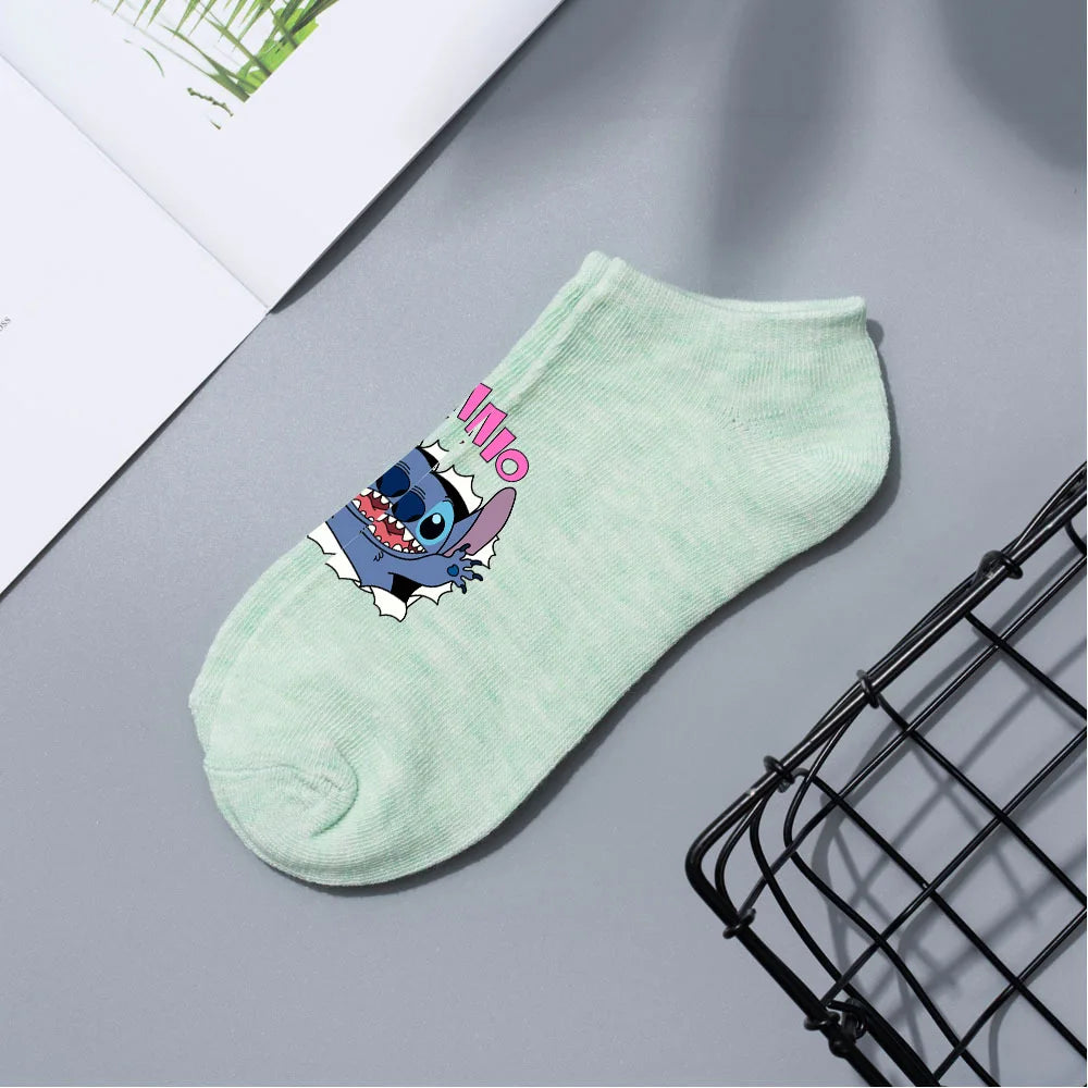 Anime Disney Lilo & Stitch Short Socks Cartoon Boat Socks Spring Summer Breathable Socks for Men and Women Cotton Ankle Socks