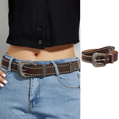 Rivet Hollow Bullet Decoration Belt Fashion Ladies Leather Studded Gift Man's Goth Rock Wild Adjustable Women Punk Black Belt