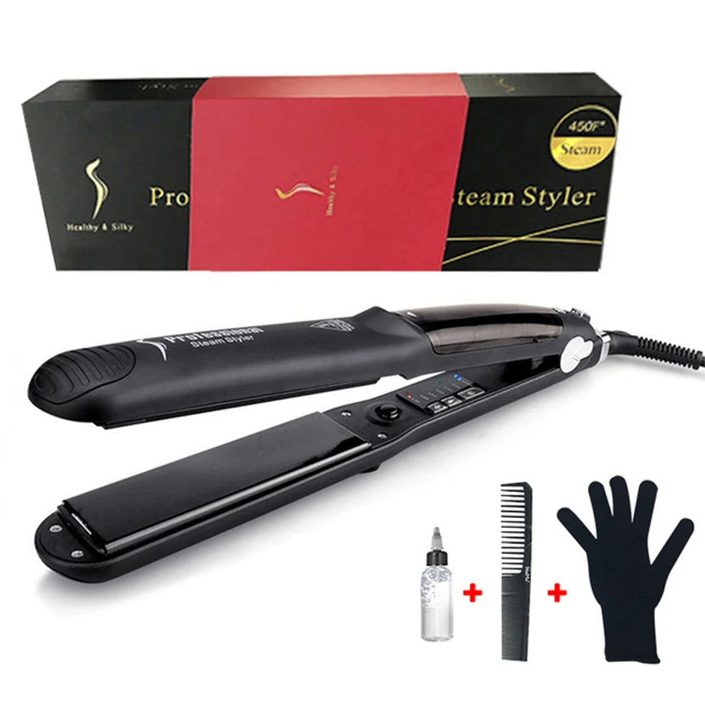 2024 Hotsale 450℉ Flat Iron Pro Vapor Steam Hair Straightener For Women 4-Gear Temperature Adjustment Curling Iron Hair Curler