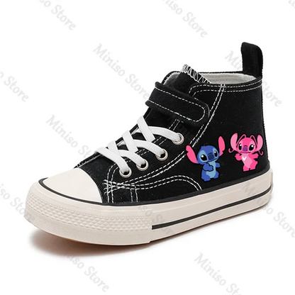 Fashion Girl High-top Lilo Stitch Girl Kid Canvas Shoe Disney Casual Cartoon Sport comfort Shoes Children Print Boy Tennis Shoes