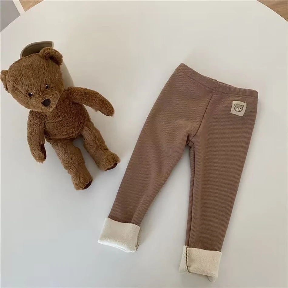 New Arrival Unisex Kids' Plush Warmth Bottoms with Cartoon Patterns Ideal for Autumn and Winter Outdoor Activities Kids Pants