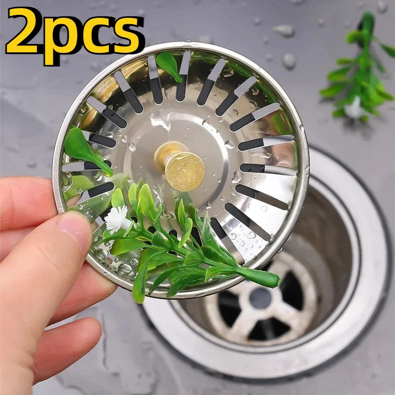 Stainless Steel Kitchen Sink Filter Hole Bathtub Hair Catcher Stopper Bathroom Sewer Drain Strainer Basin Sink Waste Filter Plug