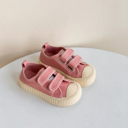 Children Canvas Shoes for Boys and Girls Spring  Autumn Hook and Loop Shoes Soft Bottom Breathable Toddler Baby Biscuit Shoes