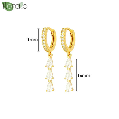 925 Sterling Silver Needle Elegant White Crystals Small Hoop Earrings for Women Fashion 18K Gold Pendant Earrings Luxury Jewelry