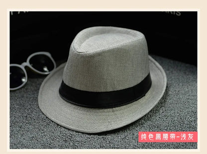 Summer Fedora Hat for Men Fashionable Elegant Vintage Black Women White Red Brim 1920s Panama Top Jazz Beach Unisex Classic Cap