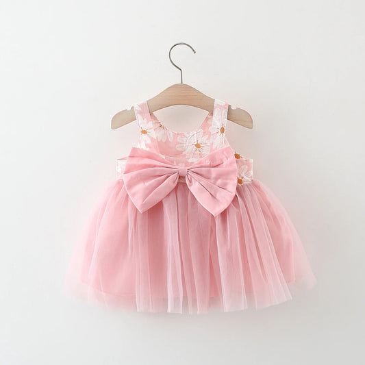 Girls Summer New Fragmented Flower Hanging Strap Mesh Skirt Children's Princess Skirt Holiday Beach Skirt Children's Clothing