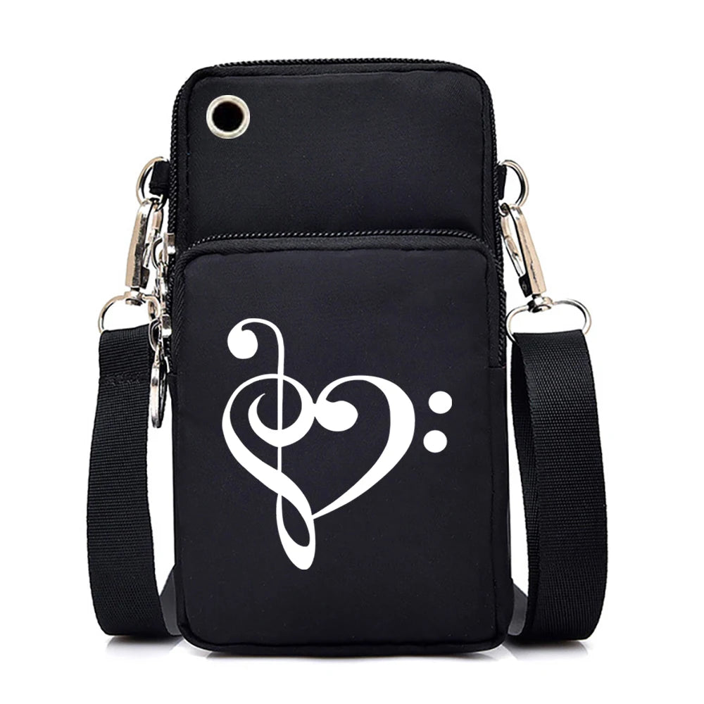 Mini Mobile Phone Bag Women Musical Symbols Messenger Bag Hanging Neck Coin Purse Vertical Handbag Fashion Small Crossbody Bag