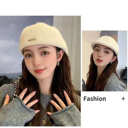 Women Spring Autumn British Style Beret Lady Vintage Flat Cap Winter Keep Warm Knitted Hat All-match Peaked Cap Wholesale New in