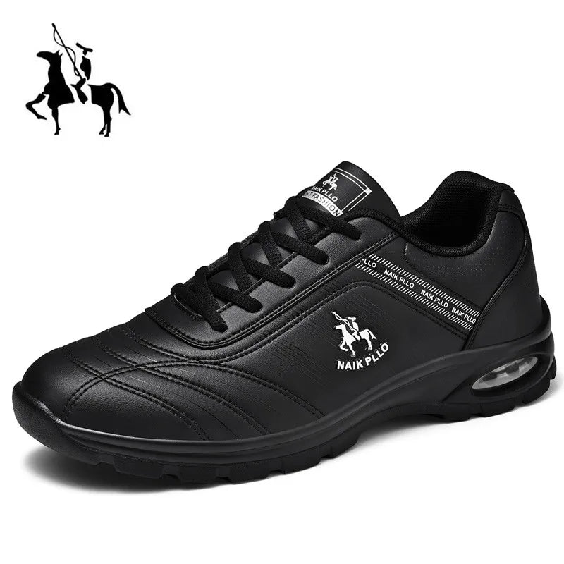 Men Outdoor Leather Shoes Flat Classic Black Sports Shoes Lace up Skateboard Board Shoe Walking White Leisure Running Sneakers