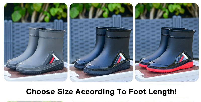 New Fashion Rain Boots for Men Mid-calf Non-slip Waterproof Rain Boots Car Washing Fishing Leisure Work Rubber Shoes with Cotton