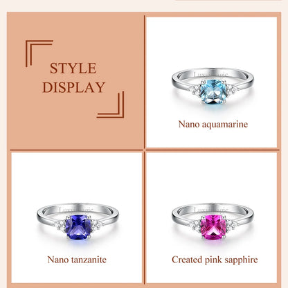 Luxyimagic Nano Aquamarine Rings for Women Silver 925 Jewelry Gemstones Birthstone Wedding Engagement Anniversary Gift for Her